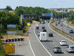 M1 motorway signs.