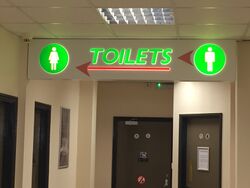 Symonds Yat toilets sign.