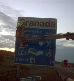 Southwaite Granada services sign.