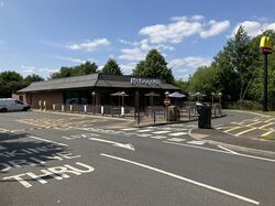 McDonald's restaurant, viewed across a road.