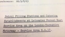 A document showing Leicester Forest East, service area 17.