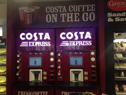 Costa Express at Leigh Delamere petrol station.