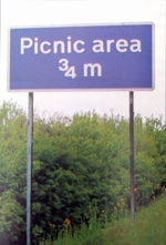 Picnic area motorway sign.