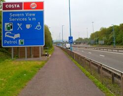 Severn View services motorway sign.