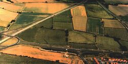Aerial view of the fields.