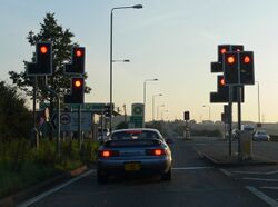 Stragglethorpe traffic lights.