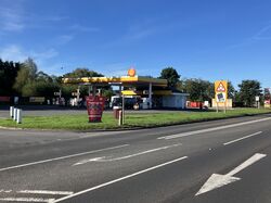 Shell forecourt.
