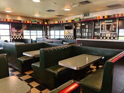 The seating area of a diner.
