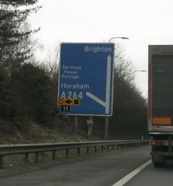Pease Pottage motorway sign.