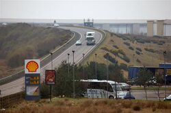 The motorway and Shell sign.