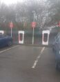 Electric vehicle charging point: Birchanger Green Tesla.jpg