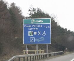 Pease Pottage services motorway sign.