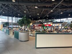 Shops along a back wall.