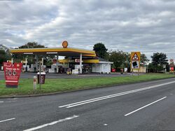 Shell forecourt.