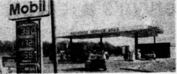 Low-resolution Mobil filling station with 'Redwings Service Area' on the canopy.