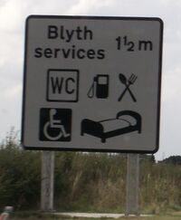 Blyth services road sign.