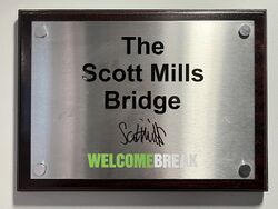 Scott Mills Bridge sign.