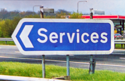 Old services motorway sign.