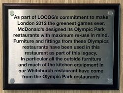 A plaque on the wall describing the restaurant equipment's signifance.