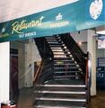 Staircase with sign saying Pavilion Restaurant.
