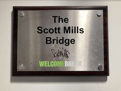 Scott Mills Bridge sign.