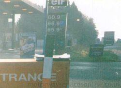 Elf-branded fuel prices sign.