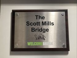 Scott Mills Bridge sign.